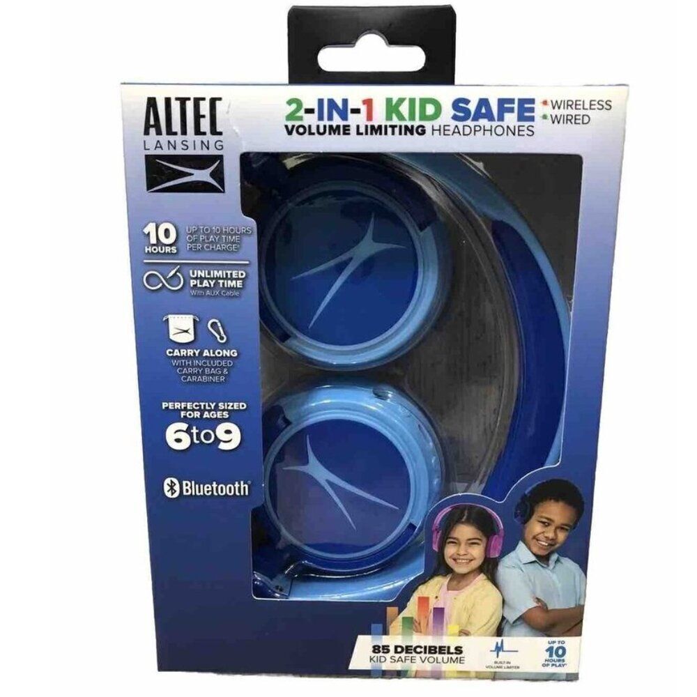 Altec Lansing Kid Safe Hero Blue 2-in-1 Wired & Wireless Over The Ear Headphones
